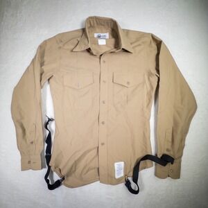 Defense‎ Logistics Agency Mens Khaki Shade M-1 Long Sleeve Dress Shirt 15 x 36